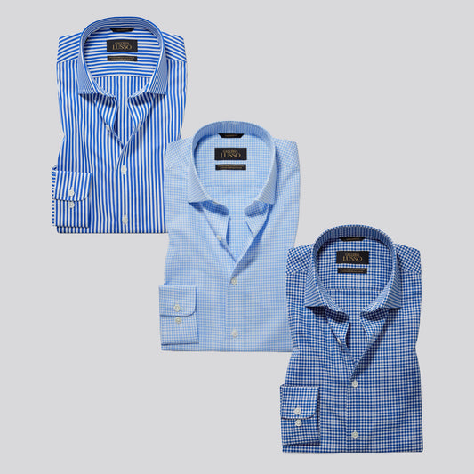 Blue Variety Pack (3x Egyptian Cotton Blue Dress Shirts)