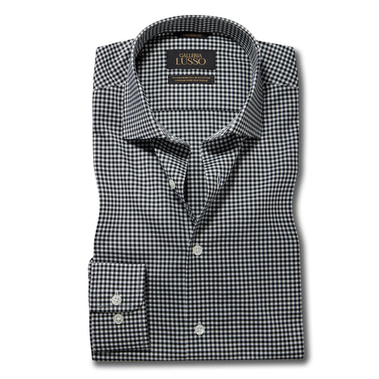 Modena: Giza 86 Egyptian Cotton Black & White Check Dress Shirt