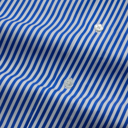 Azzuro: Giza 86 Egyptian Cotton Cobalt Blue Stripe Dress Shirt