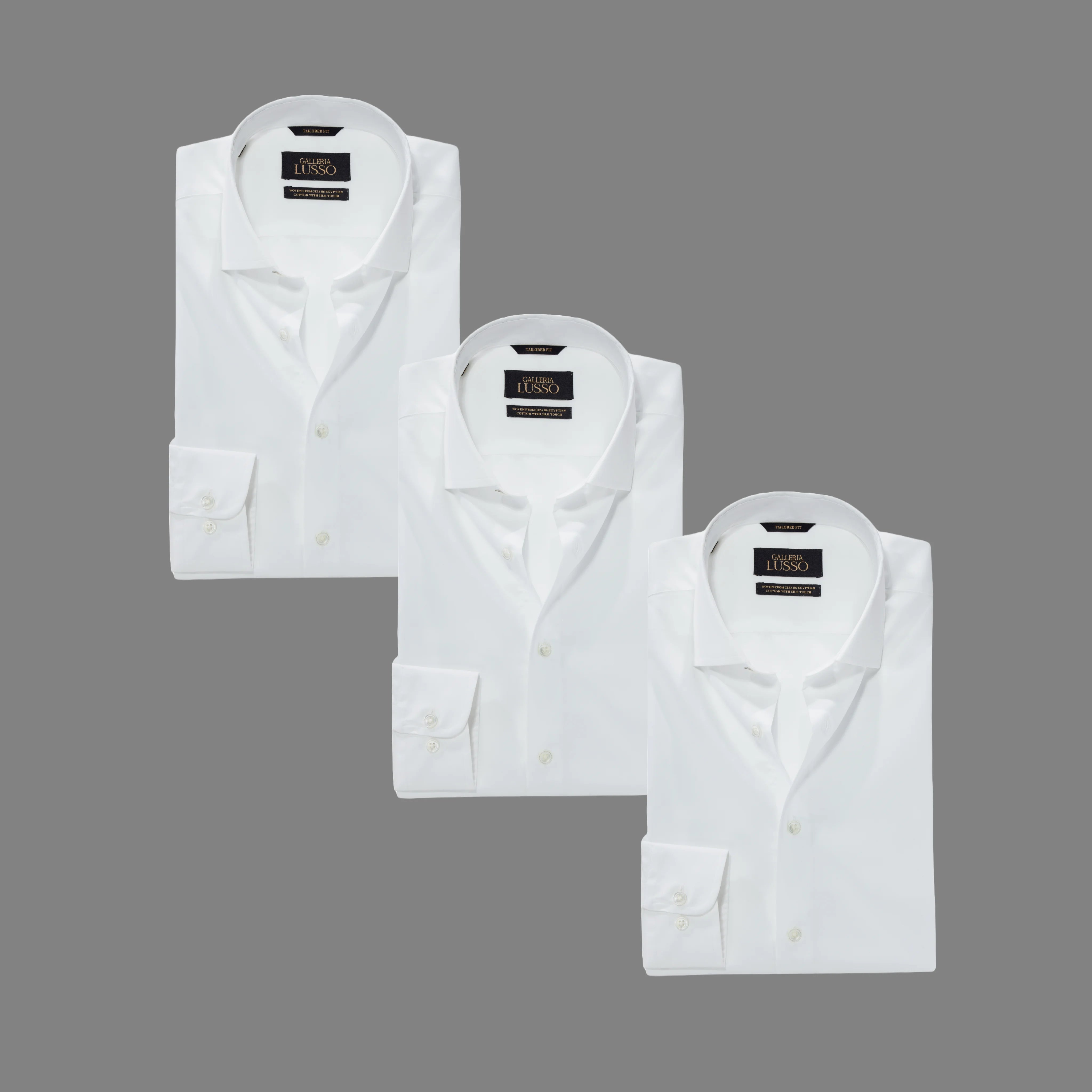 White Solids 3-Pack (3x Fresco Egyptian Cotton White Dress Shirt)