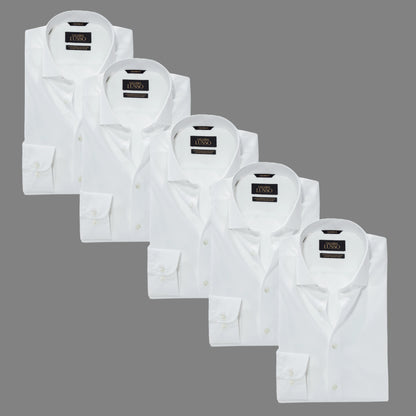 White Solids 5-Pack (5x Fresco Egyptian Cotton White Dress Shirt)