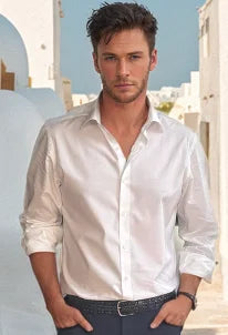 Model wearing Gallerio Lusso Shirt made from giza 86 cotton fabric