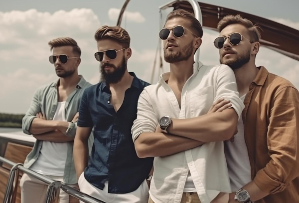 group of stylish men wearing galleria lusso shirt